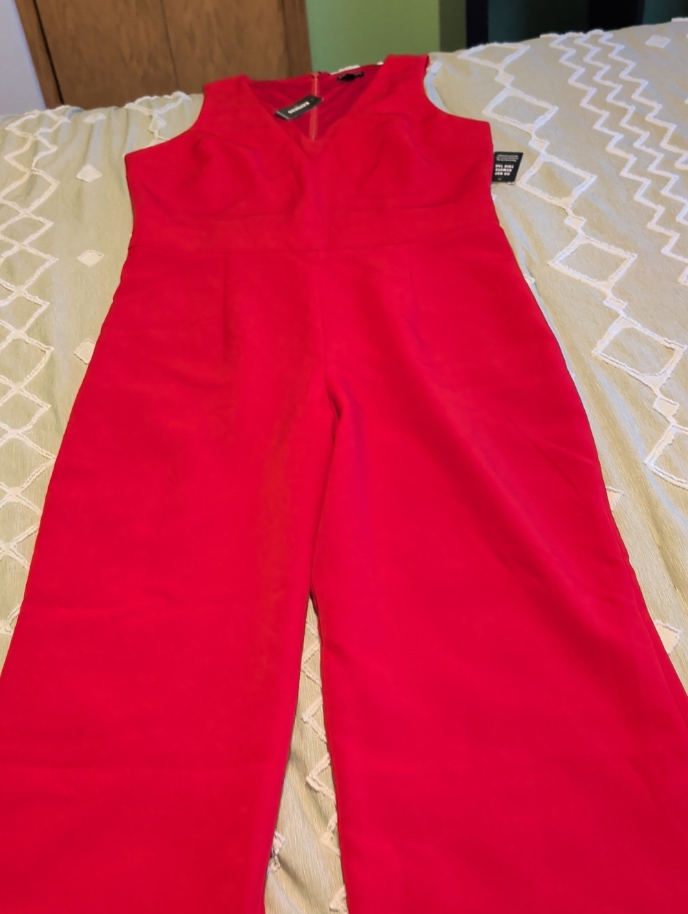 Express Vibrant Red Sleeveless Wide-Leg Jumpsuit